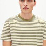 Shirt Aadon Stripes oliva-off white von Armedangels