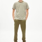 Shirt Aadon Stripes oliva-off white von Armedangels