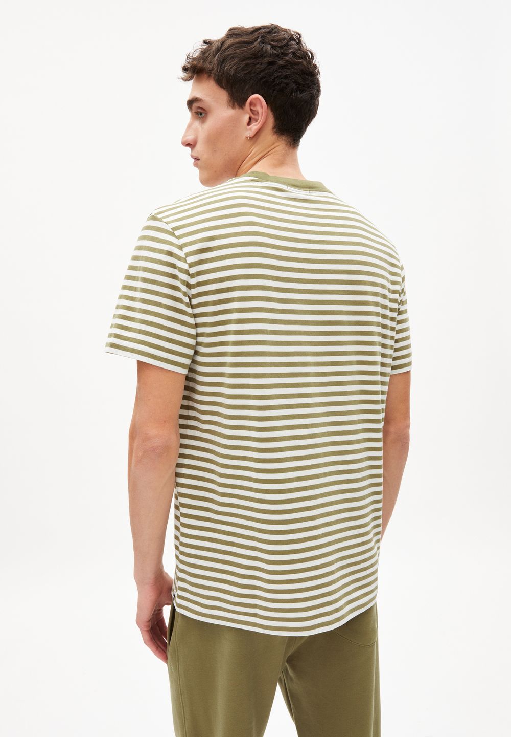 Shirt Aadon Stripes oliva-off white von Armedangels