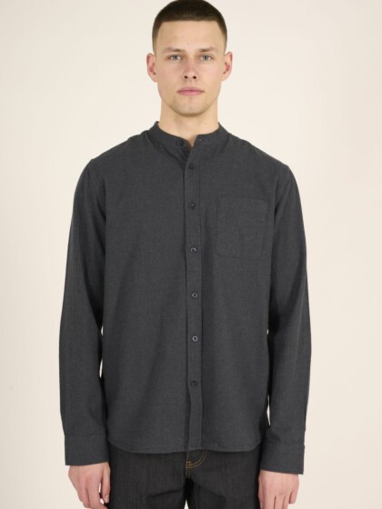 Flanellhemd Melangé Flannel Stand Collar Custom Fit total eclipse von KnowledgeCotton Apparel