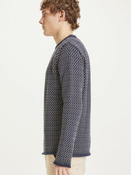 Pullover Valley Jacquard Crew Neck total eclipse von KnowledgeCotton Apparel