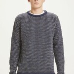 Pullover Valley Jacquard Crew Neck total eclipse von KnowledgeCotton Apparel