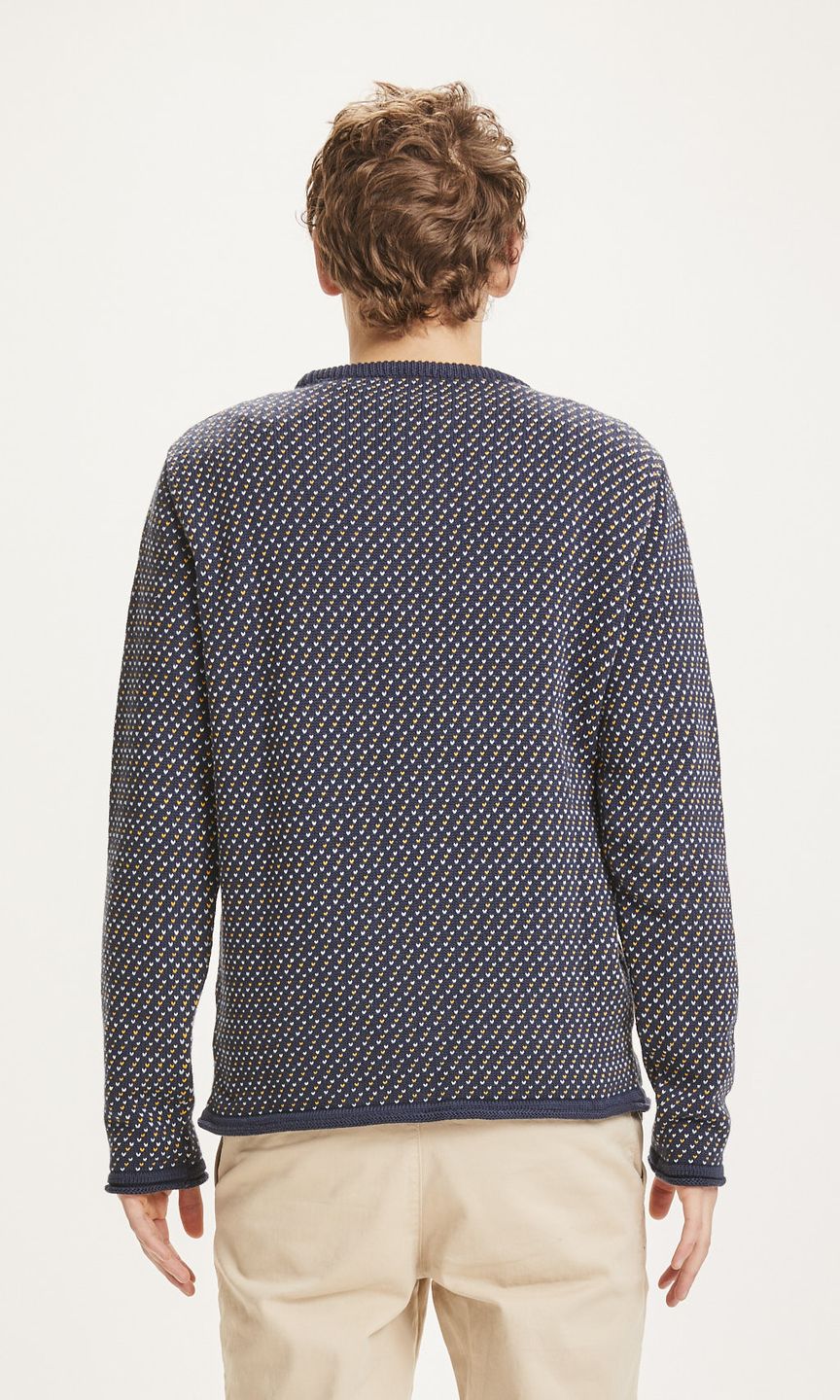 Pullover Valley Jacquard Crew Neck total eclipse von KnowledgeCotton Apparel
