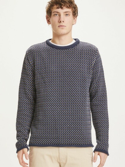 Pullover Valley Jacquard Crew Neck total eclipse von KnowledgeCotton Apparel