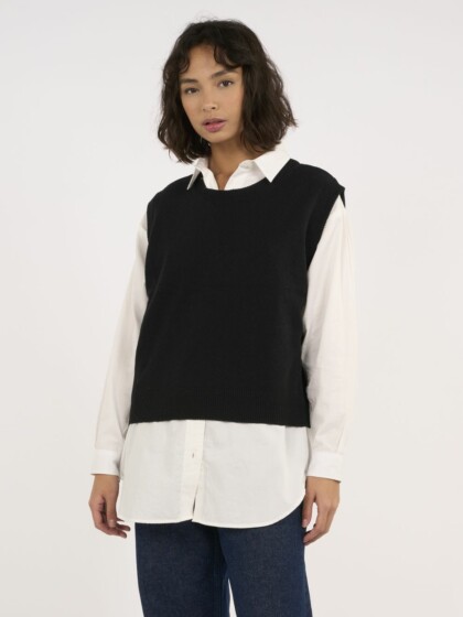 Pullunder Lambswool black jet von KnowledgeCotton Apparel