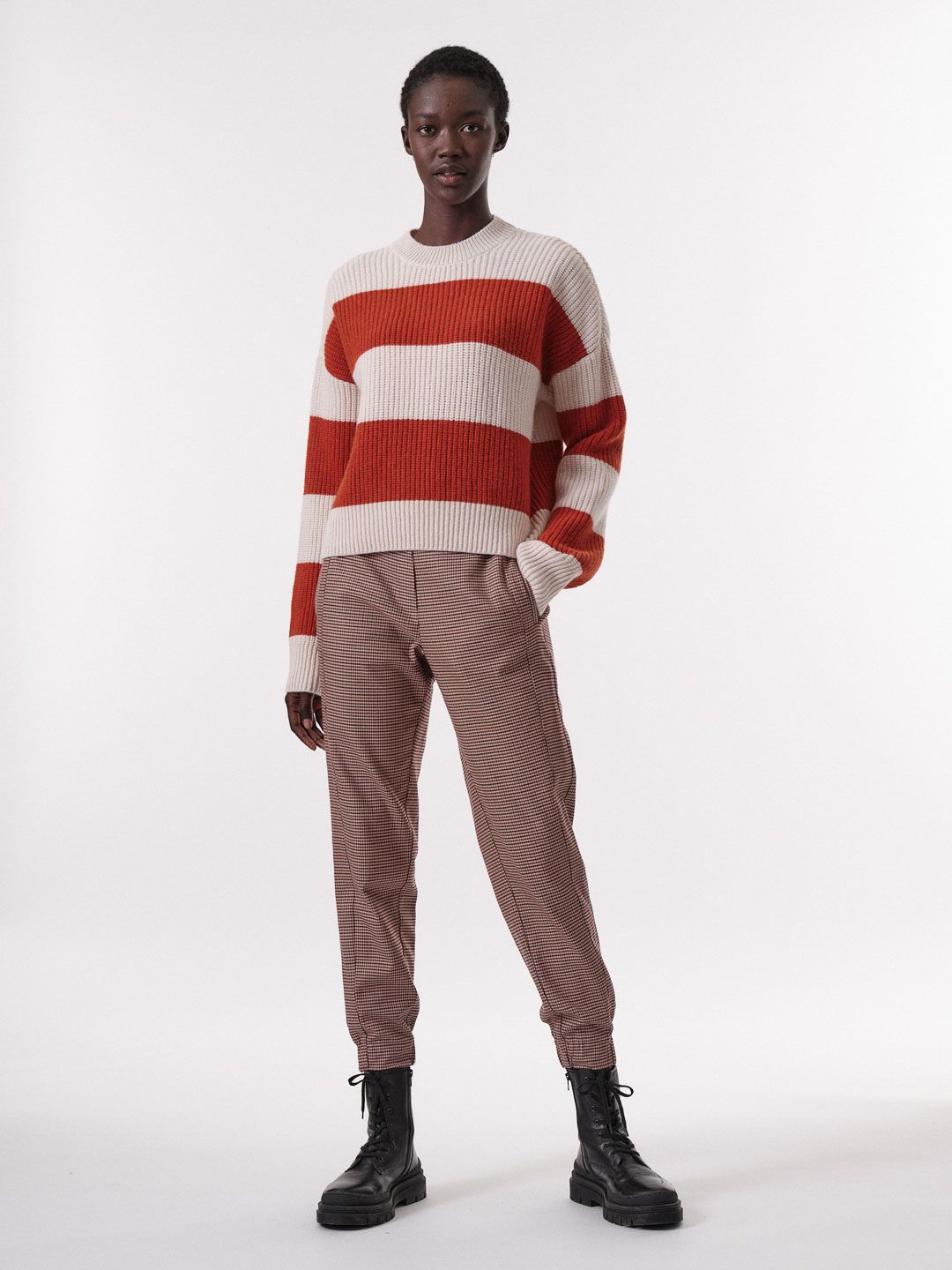Blockstreifen-Pullover off white/lava melange von Lanius