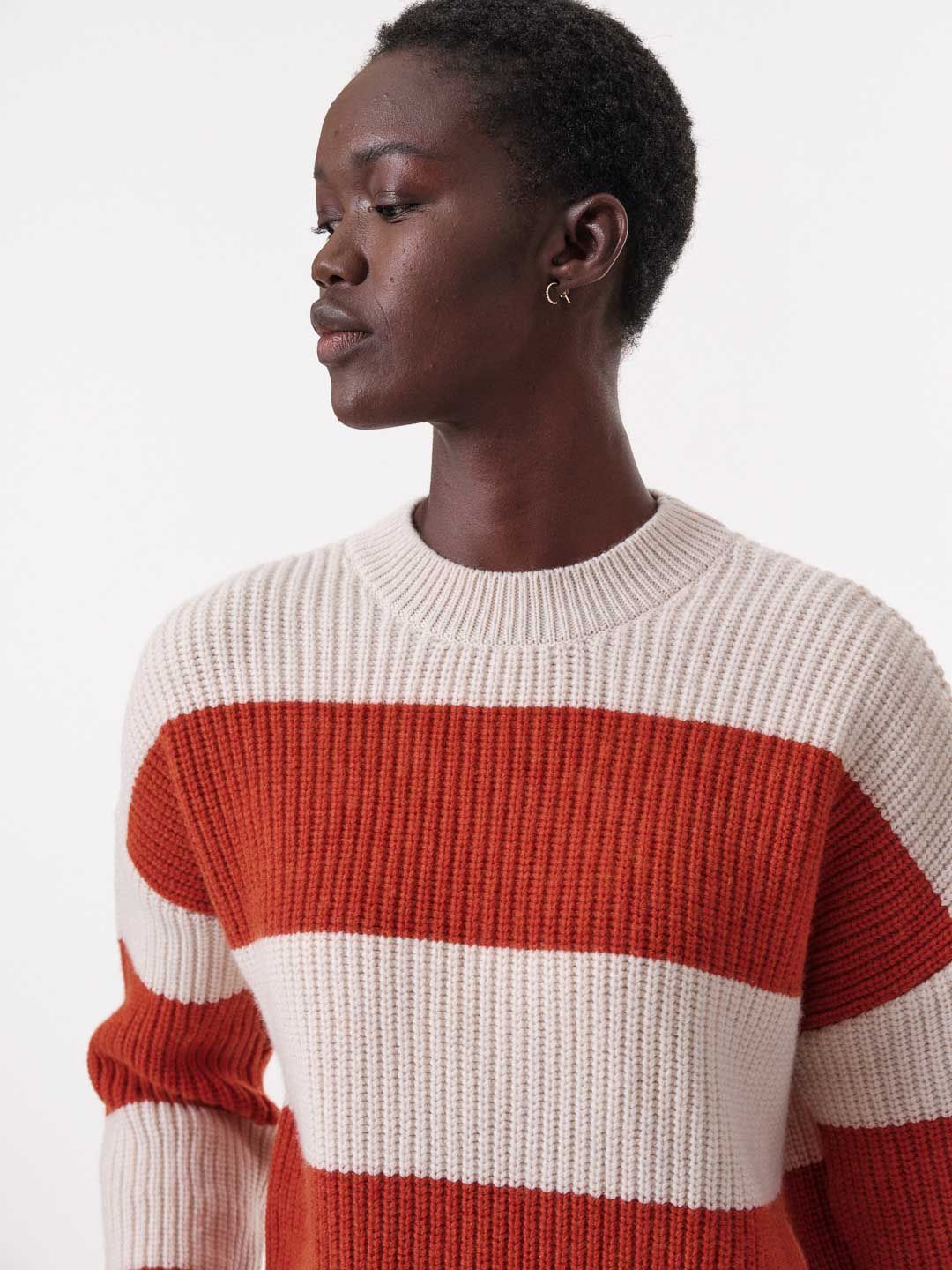 Blockstreifen-Pullover off white/lava melange von Lanius