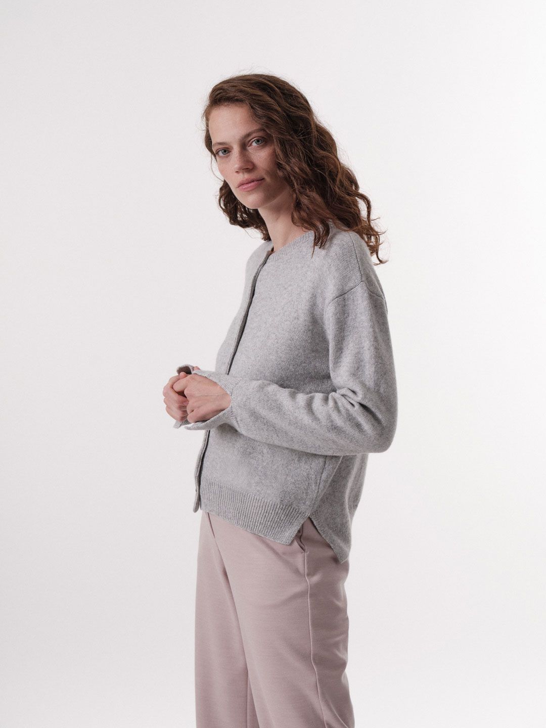 Boxy Strickjacke grey melange von Lanius