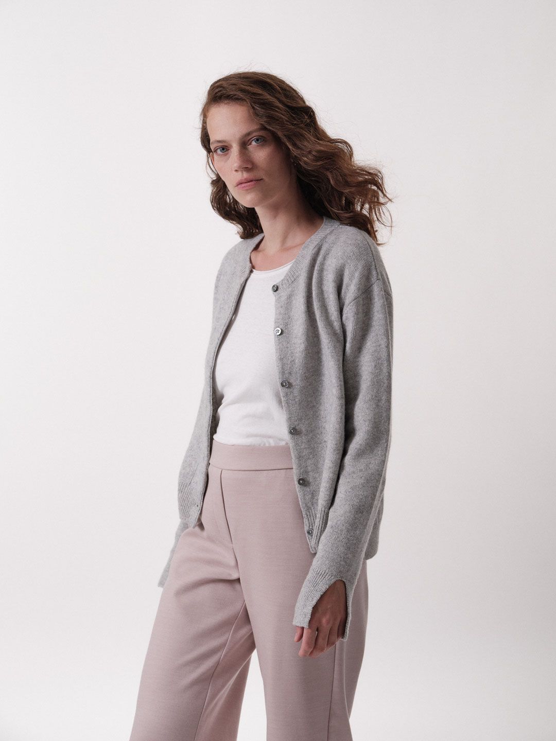 Boxy Strickjacke grey melange von Lanius