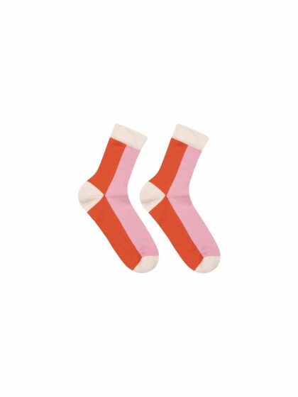 Colourblock-Socken orange/ rose von Lanius