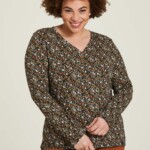 Jersey-Shirt mit V-Ausschnitt flora von Tranquillo
