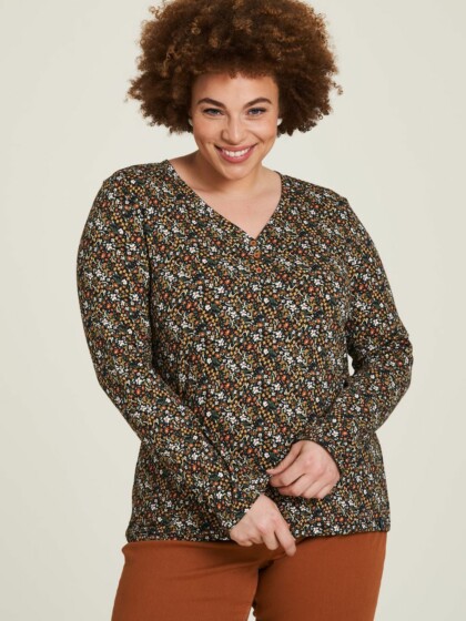 Jersey-Shirt mit V-Ausschnitt flora von Tranquillo