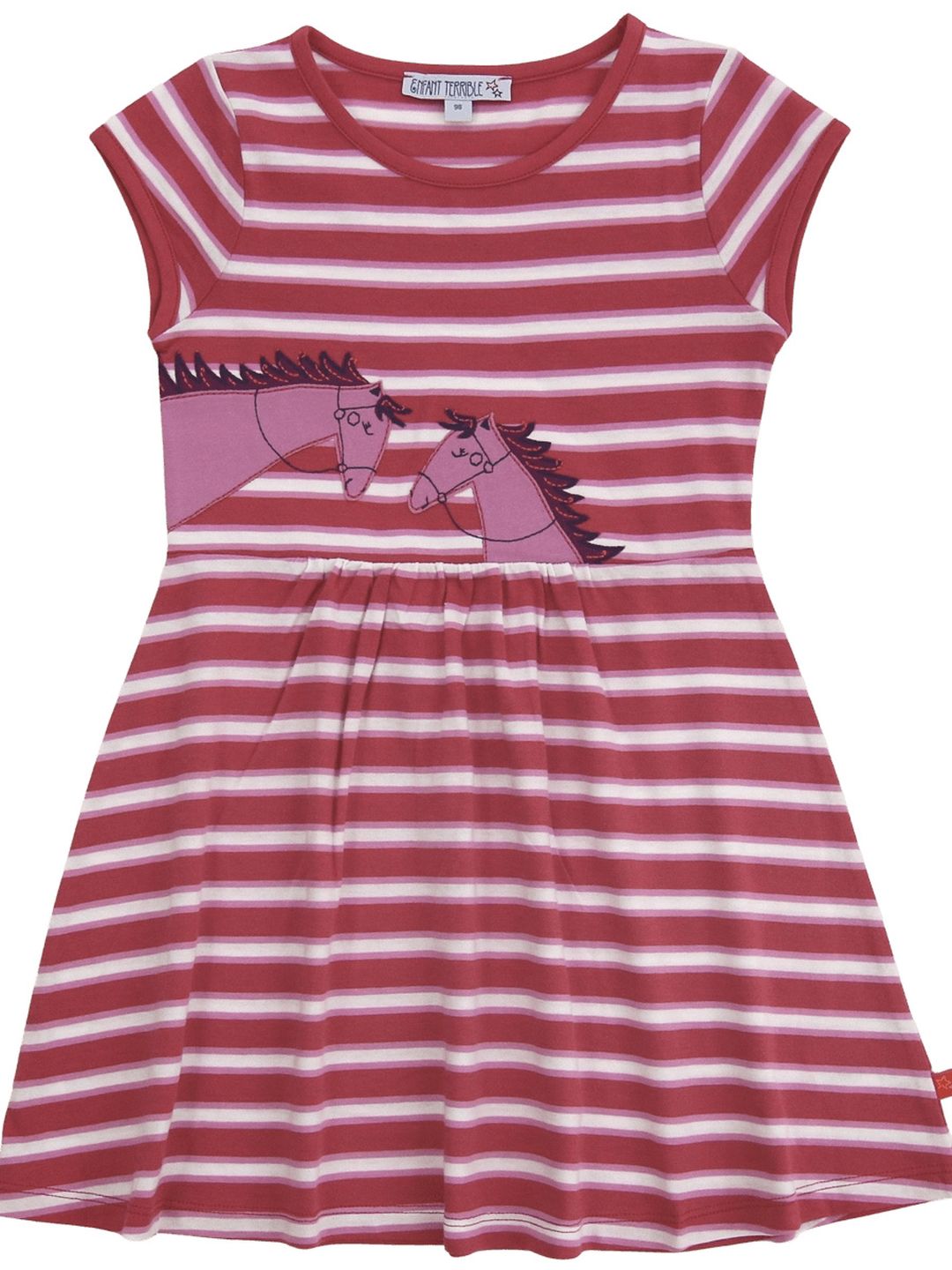 Kleid mit Streifen und Pferdeapplikation brick red-lilac von Enfant Terrible