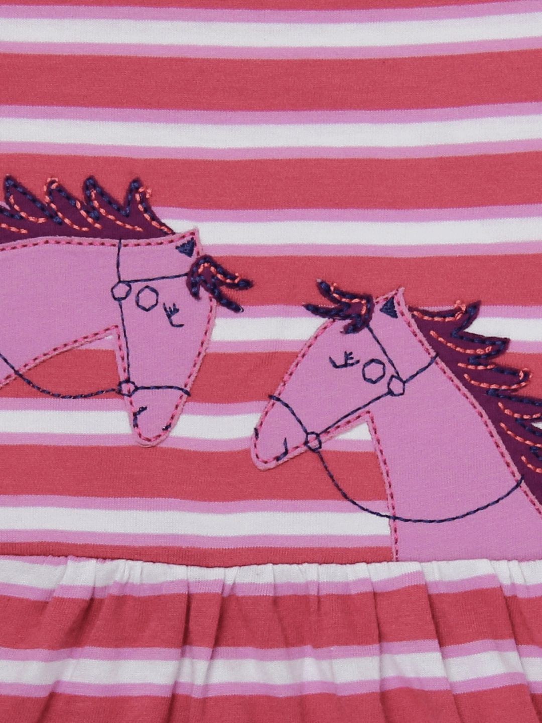 Kleid mit Streifen und Pferdeapplikation brick red-lilac von Enfant Terrible
