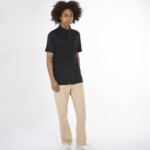 Leinen Polo Black Jet von KnowledgeCotton Apparel
