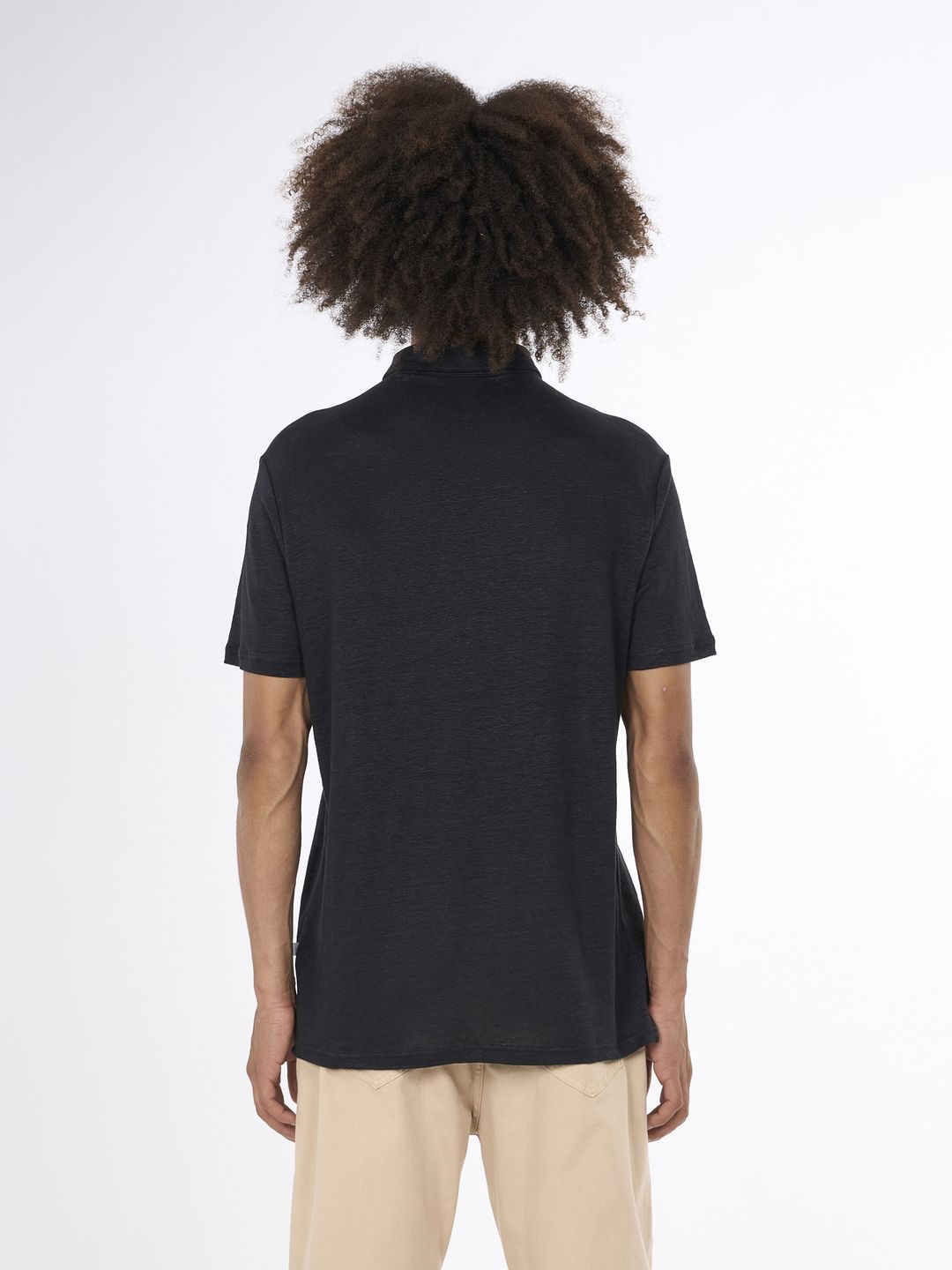 Leinen Polo Black Jet von KnowledgeCotton Apparel