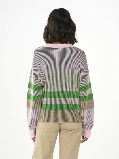 Patent crew neck cotton mix knit Stripe von KnowledgeCotton Apparel