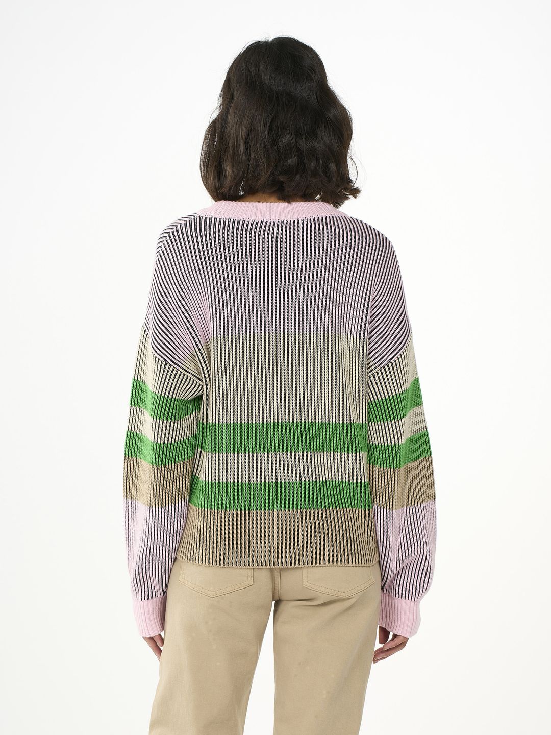 Patent crew neck cotton mix knit Stripe von KnowledgeCotton Apparel