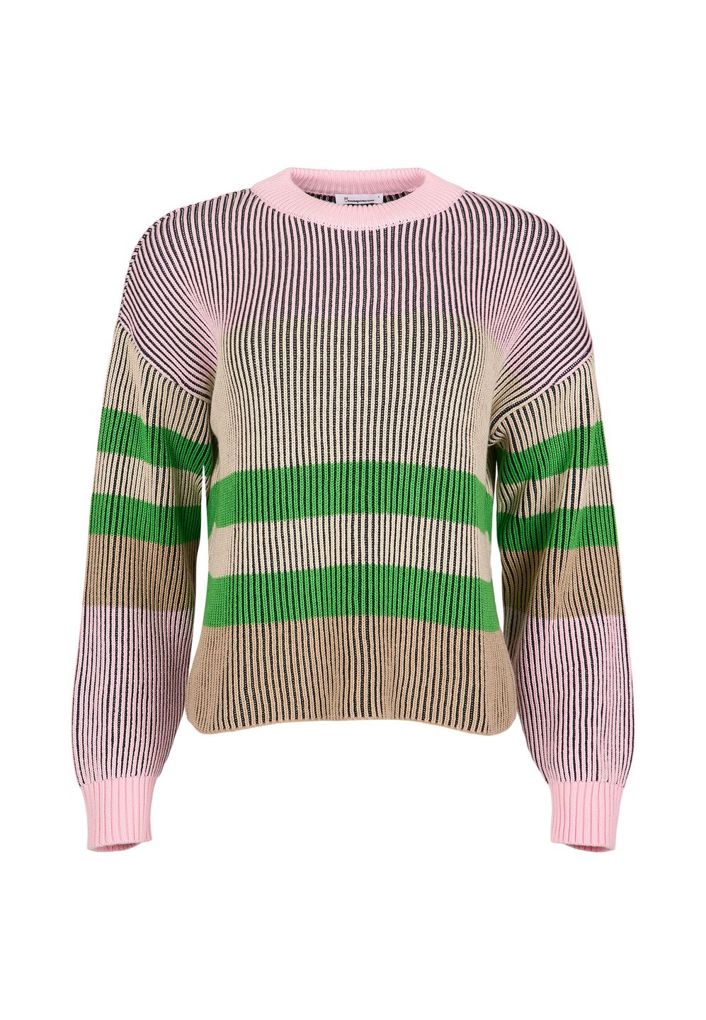 Patent crew neck cotton mix knit Stripe von KnowledgeCotton Apparel