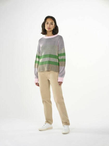 Patent crew neck cotton mix knit Stripe von KnowledgeCotton Apparel