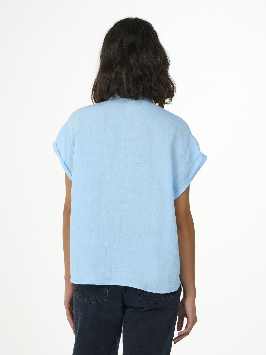Shirt Aster fold up Leinen Airy Blue von KnowledgeCotton Apparel