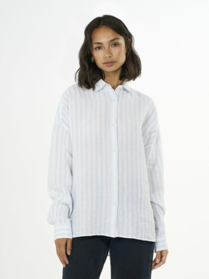 Shirt Leinen striped loose A-Shape Stripe von KnowledgeCotton Apparel