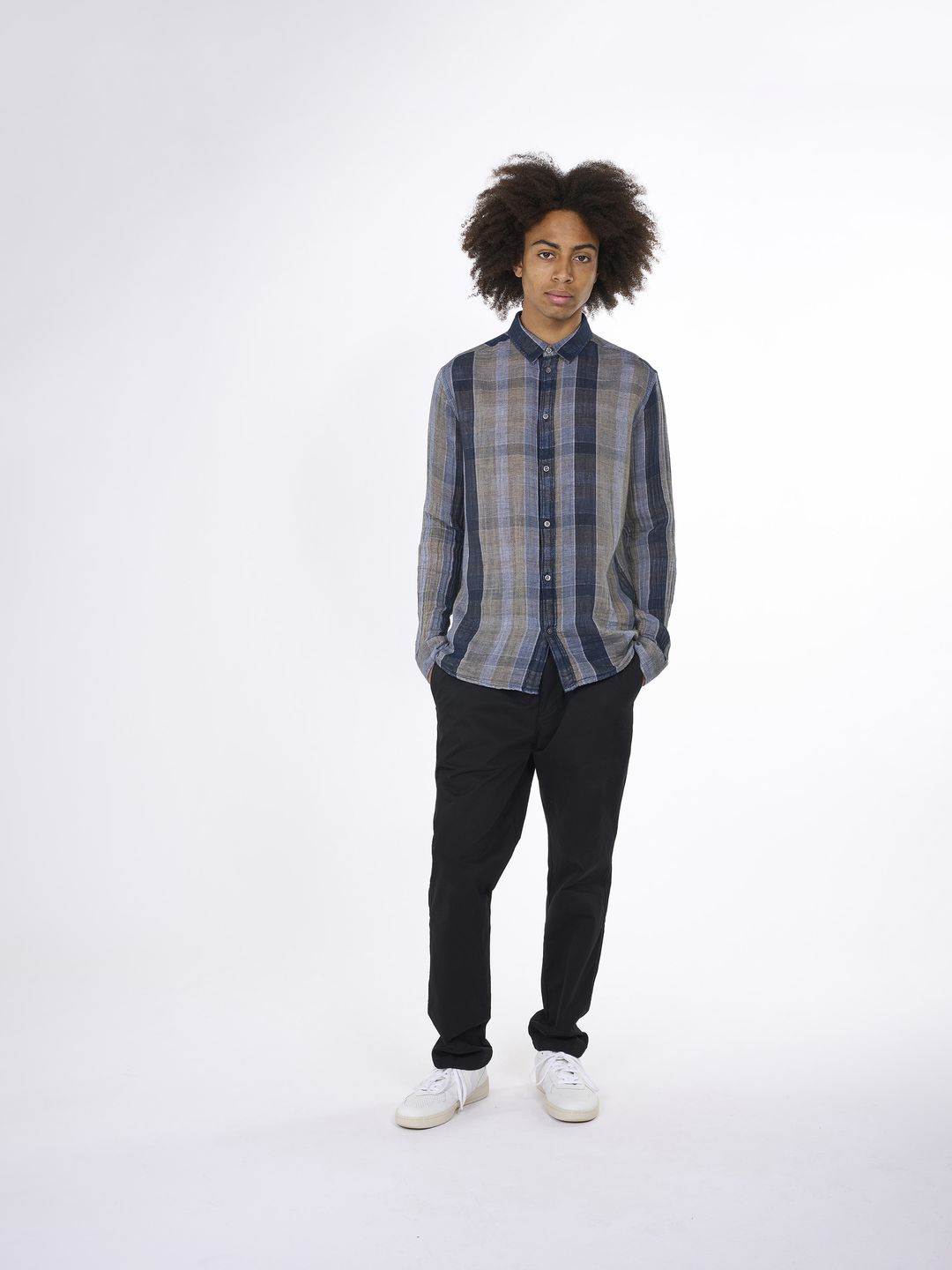 Shirt Relaxed double layer striped Stripe - navy von KnowledgeCotton Apparel