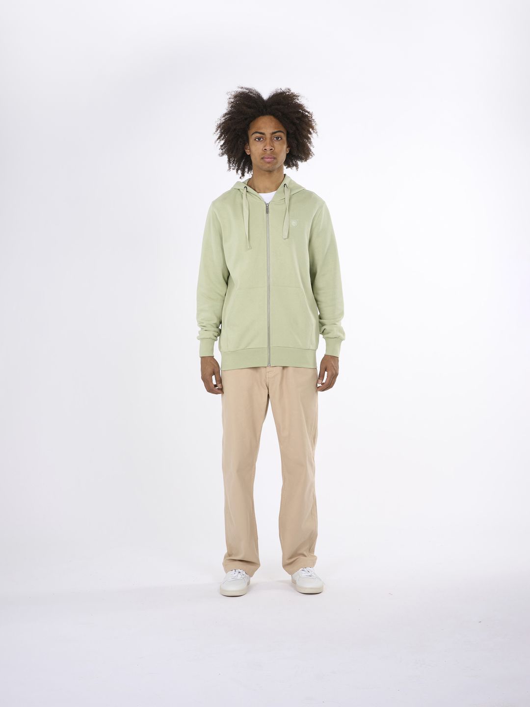 Zip-Sweat hood kangaroo badge Swamp von KnowledgeCotton Apparel