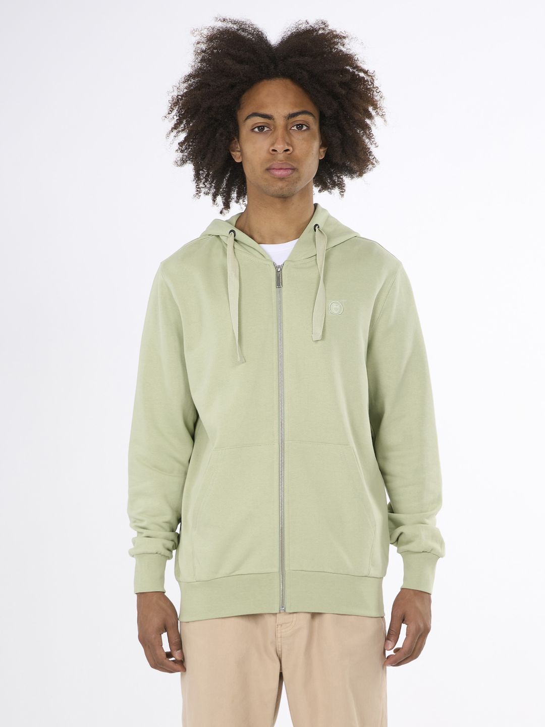 Zip-Sweat hood kangaroo badge Swamp von KnowledgeCotton Apparel