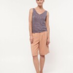 Streifentop mit V-Ausschnitt dove blue/ sandstorm von Lanius