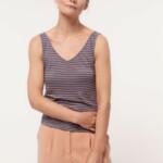 Streifentop mit V-Ausschnitt dove blue/ sandstorm von Lanius