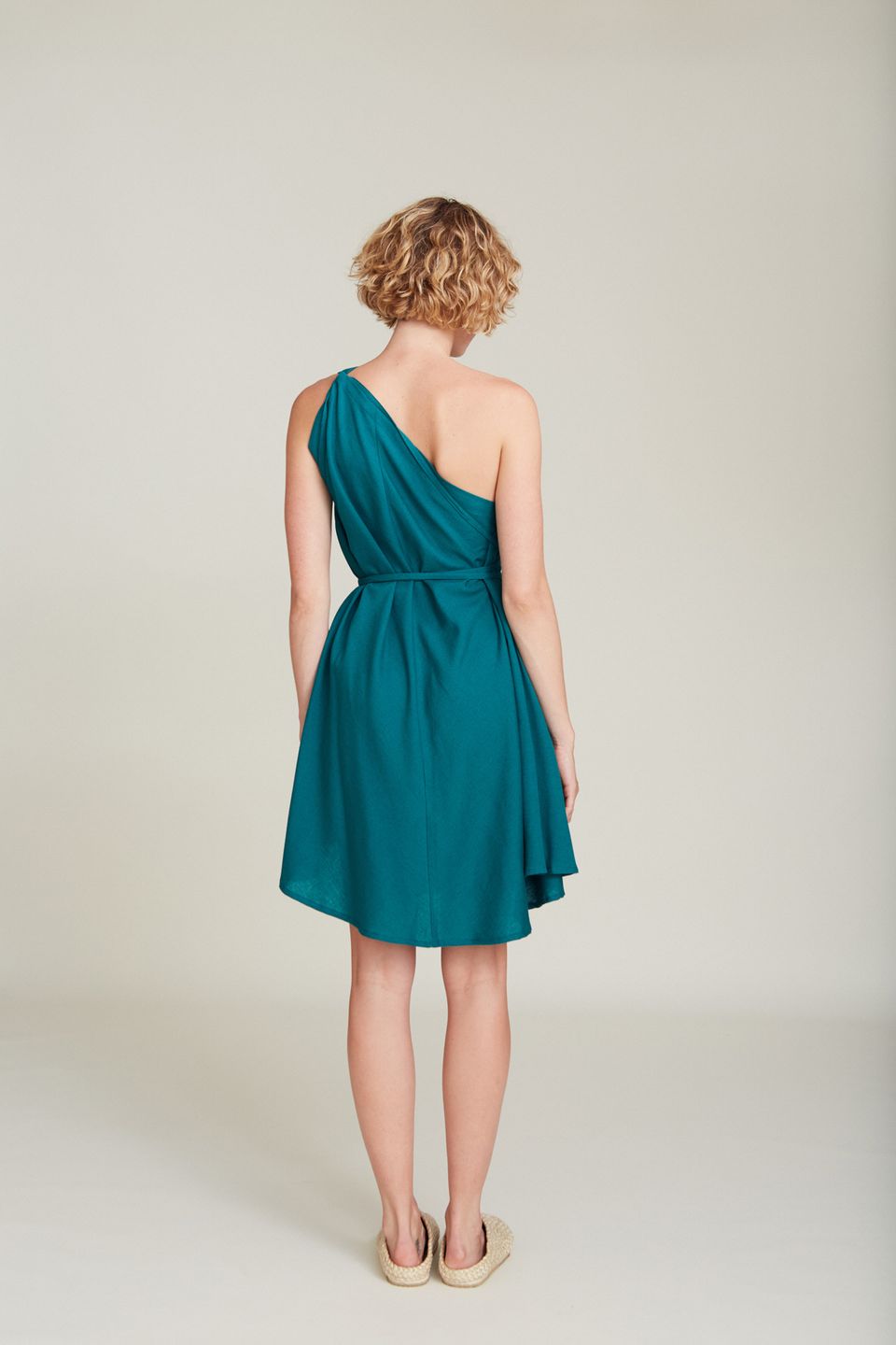 Kurzes Kleid MP Baumwolle / Leinen Emerald Green von SUITE13LAB