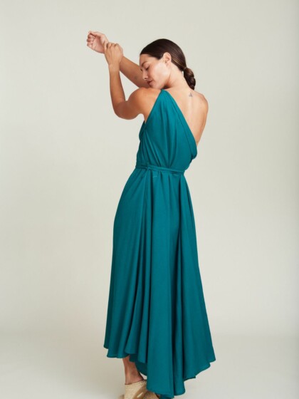 Langes Kleid MP Baumwolle / Leinen Emerald Green von SUITE13LAB