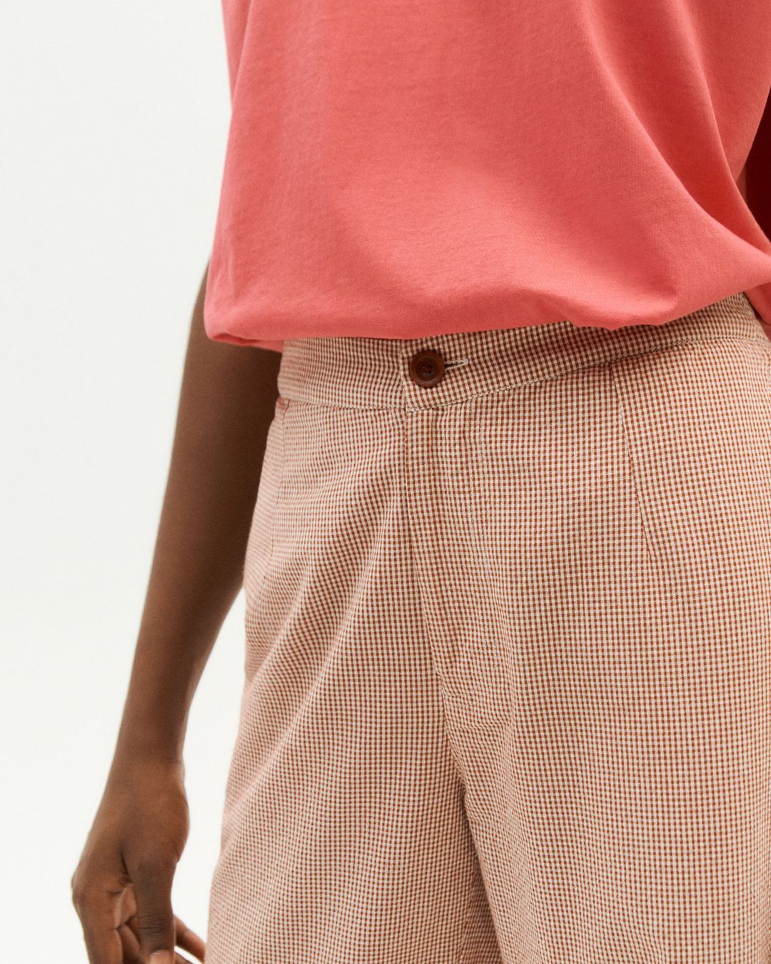 Hose Vichy Seersucker Mariam Clay Red von Thinking MU