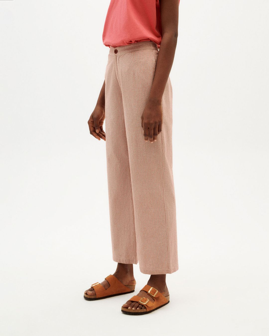 Hose Vichy Seersucker Mariam Clay Red von Thinking MU