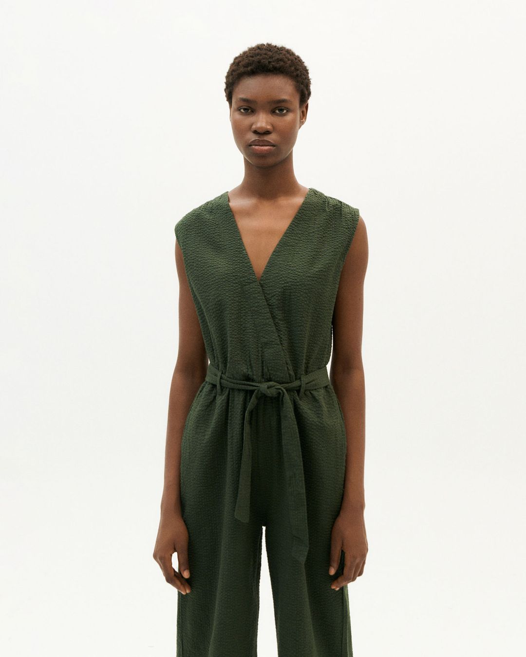 Jumpsuit Green Seersucker Winona Dark Green von Thinking MU