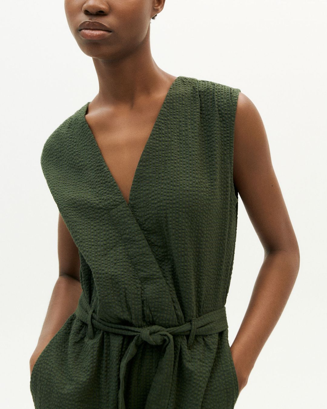 Jumpsuit Green Seersucker Winona Dark Green von Thinking MU