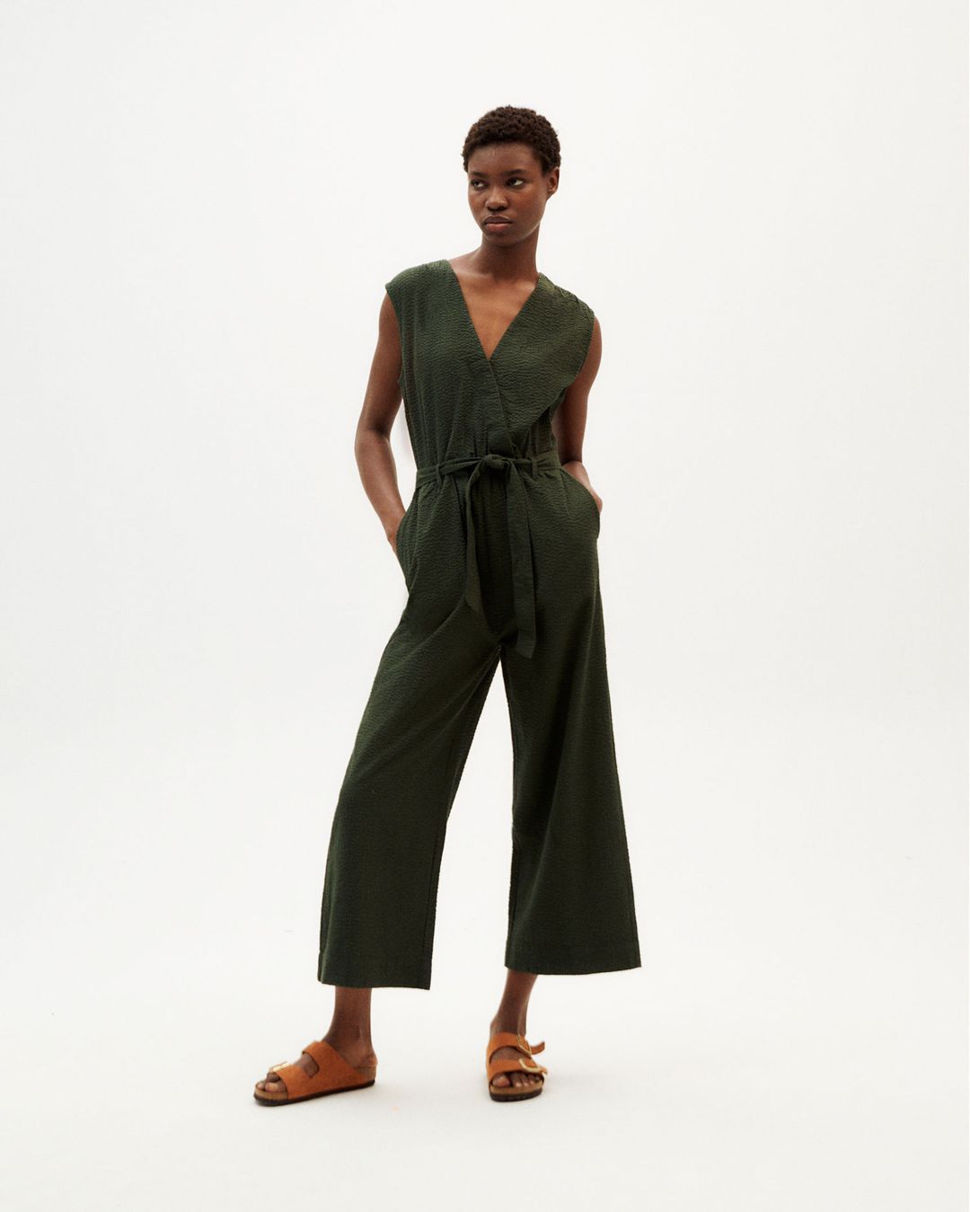 Jumpsuit Green Seersucker Winona Dark Green von Thinking MU
