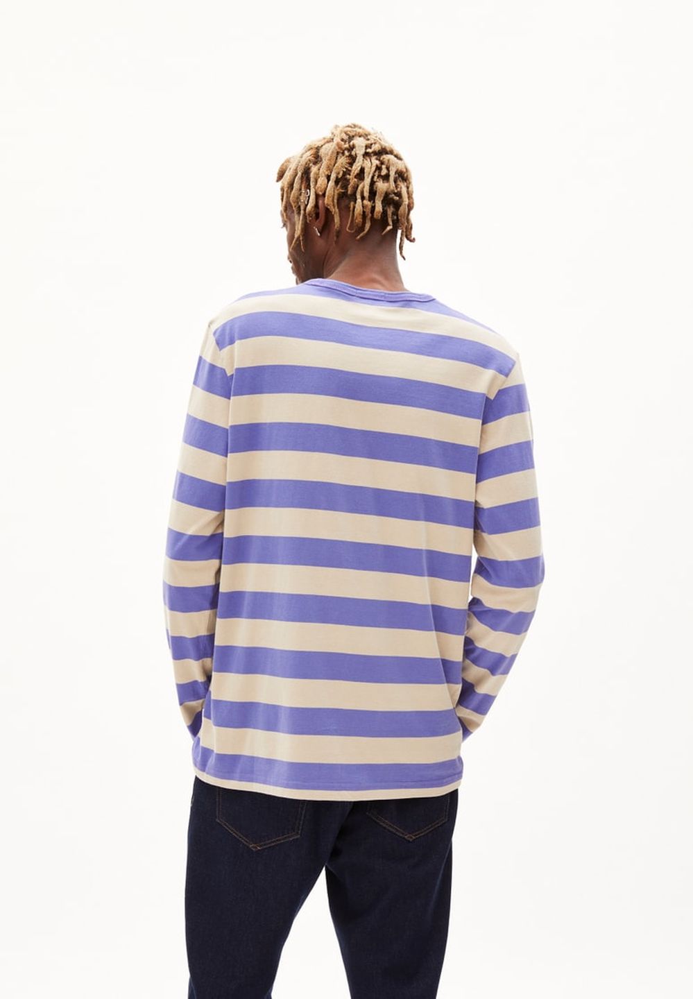 Longsleeve Yohaan Bold Stripes vibrant violet-sand stone von Armedangels