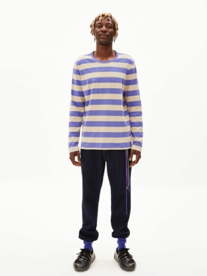 Longsleeve Yohaan Bold Stripes vibrant violet-sand stone von Armedangels