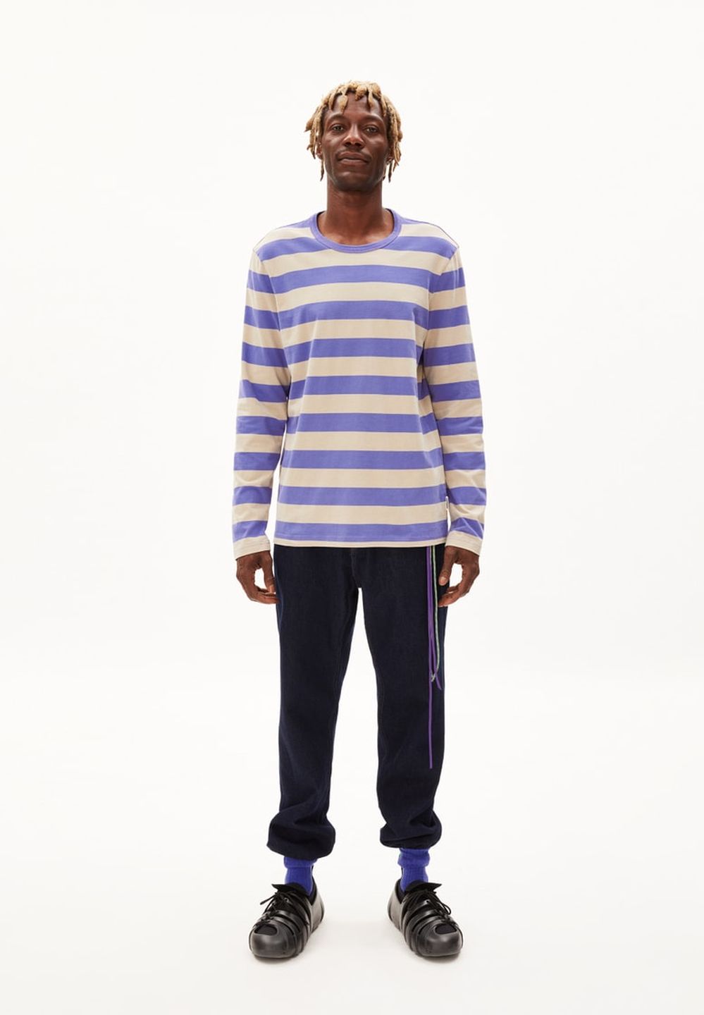 Longsleeve Yohaan Bold Stripes vibrant violet-sand stone von Armedangels