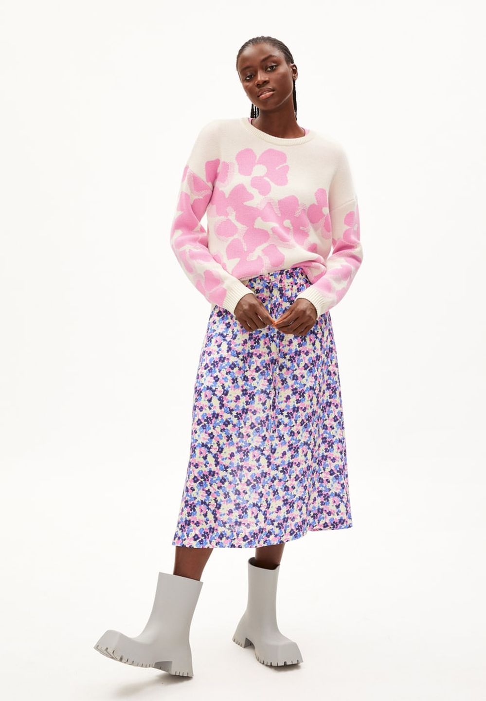 Pullover Olessyaa Aqua Floral oatmilk-raspberry pink von Armedangels