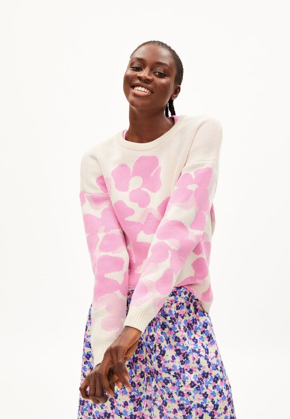 Pullover Olessyaa Aqua Floral oatmilk-raspberry pink von Armedangels