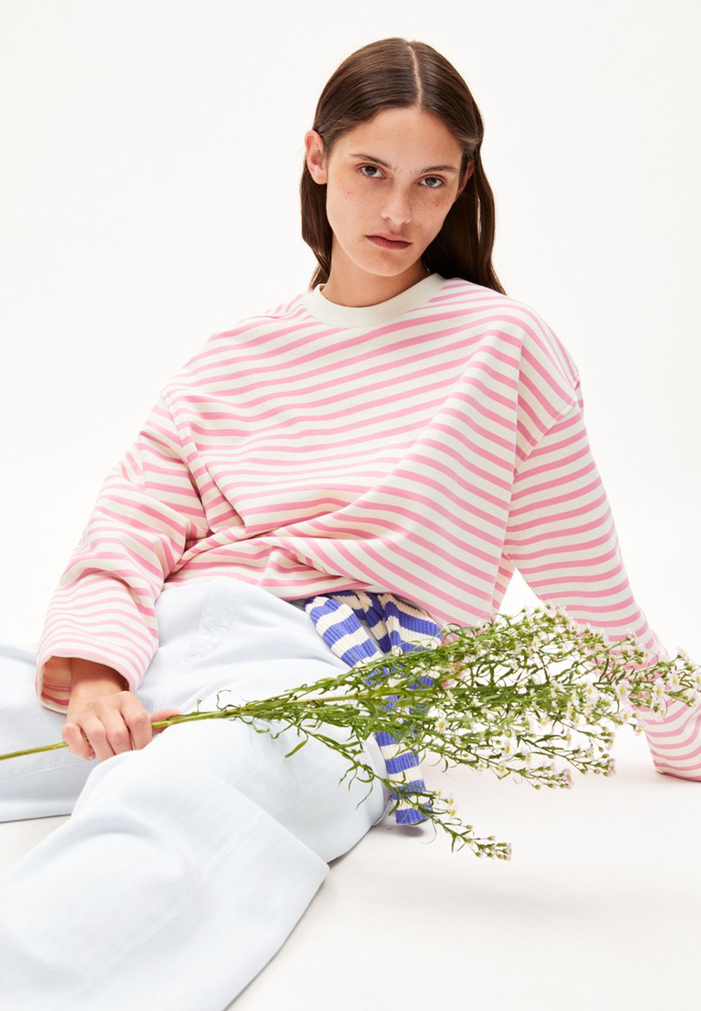 Sweatshirt Frankaa  Stripe raspberry pink-undyed von Armedangels