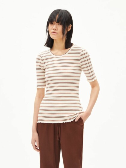 T-Shirt Frayaa Double Stripes cacao-undyed von Armedangels