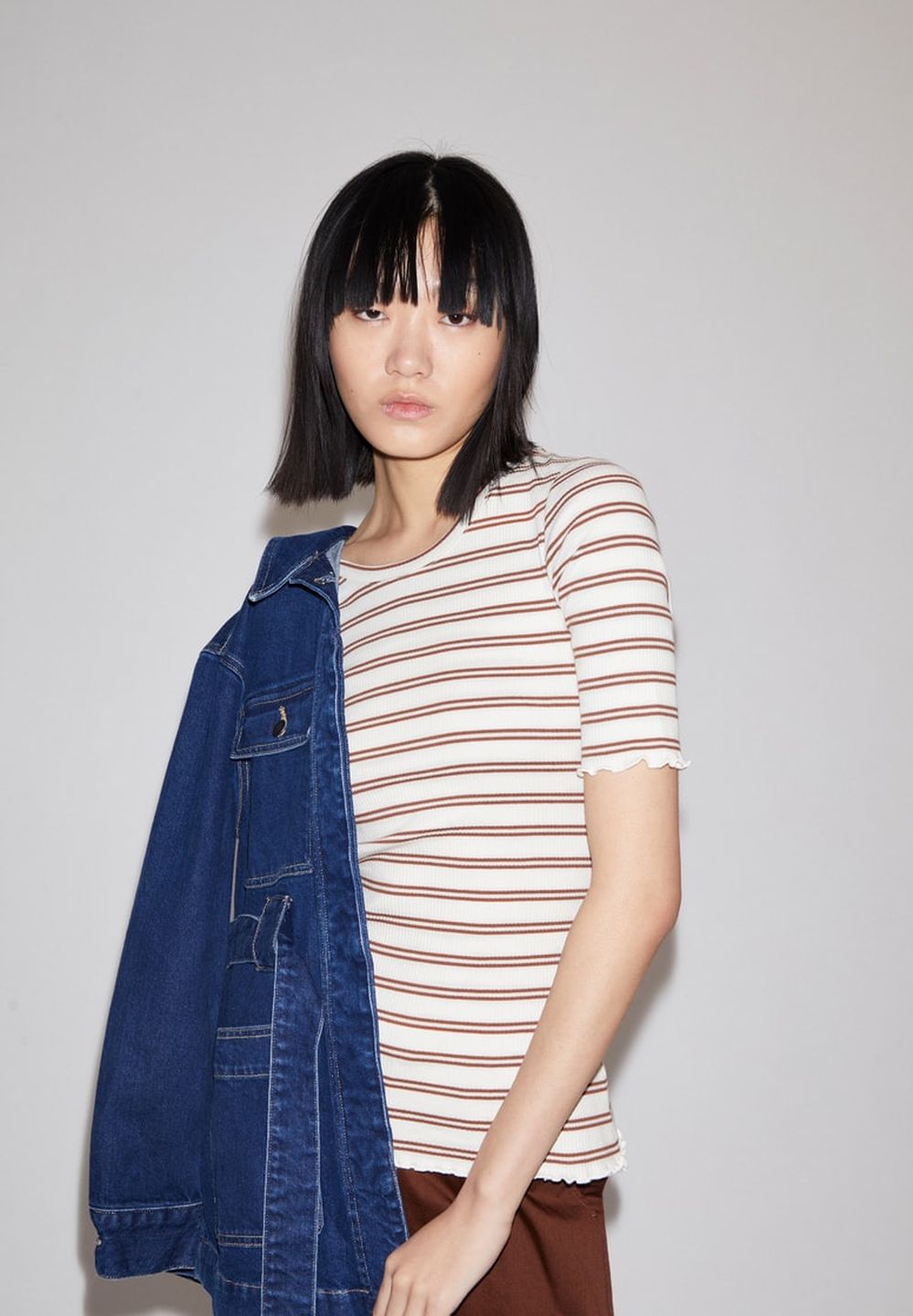 T-Shirt Frayaa Double Stripes cacao-undyed von Armedangels