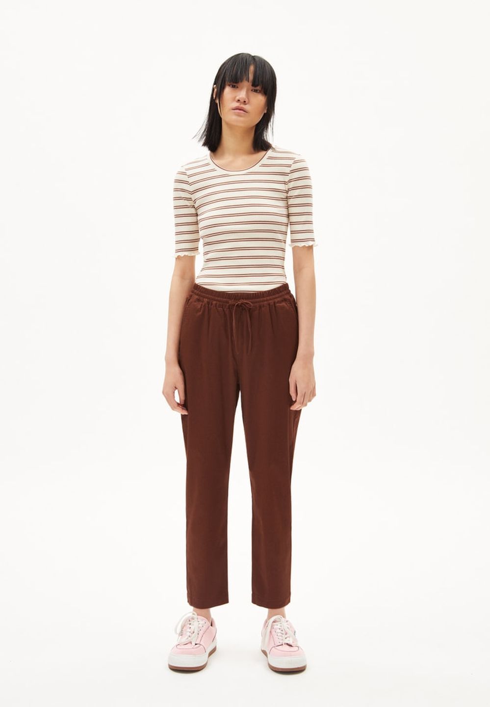 T-Shirt Frayaa Double Stripes cacao-undyed von Armedangels