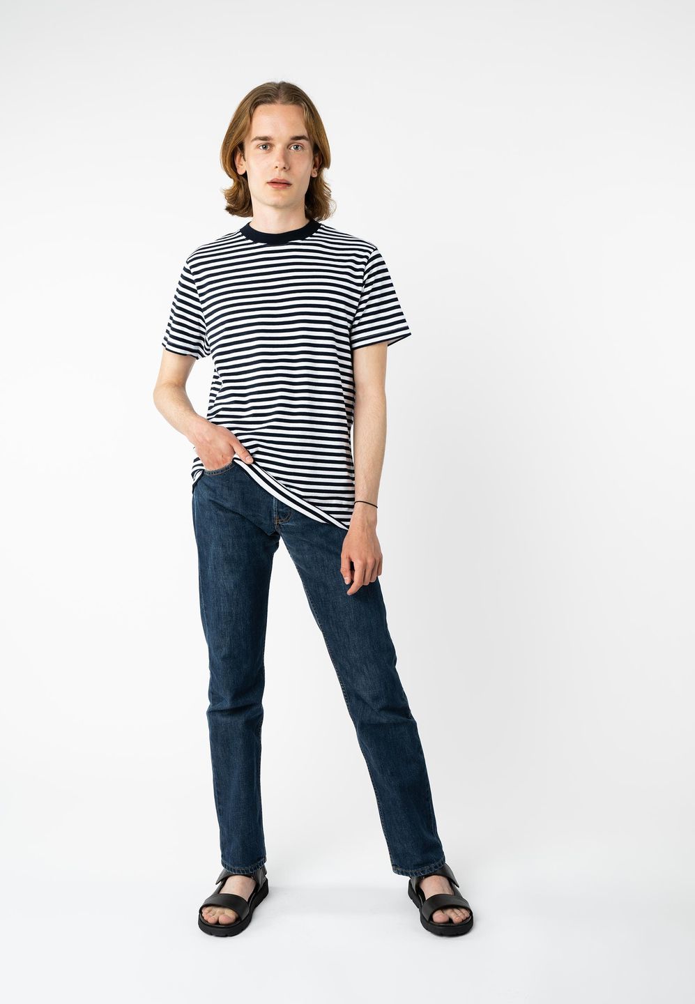 T-Shirt Avan Stripes navy / weiß gestreift von Melawear