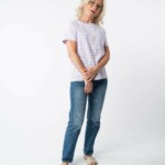 T-Shirt Khira Stripes lilac / weiß gestreift von Melawear