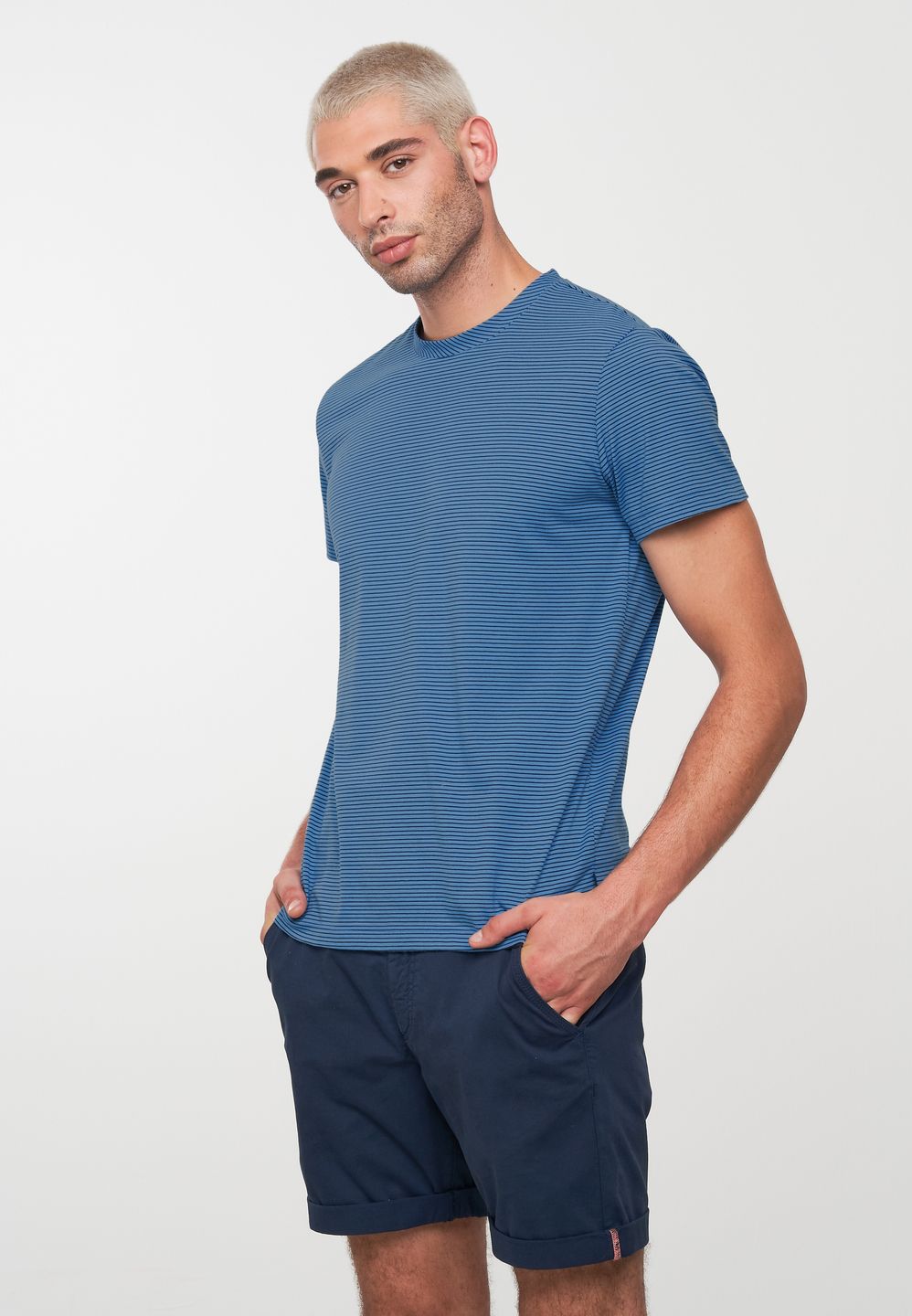 T-Shirt Pandan Stripes water blue von recolution